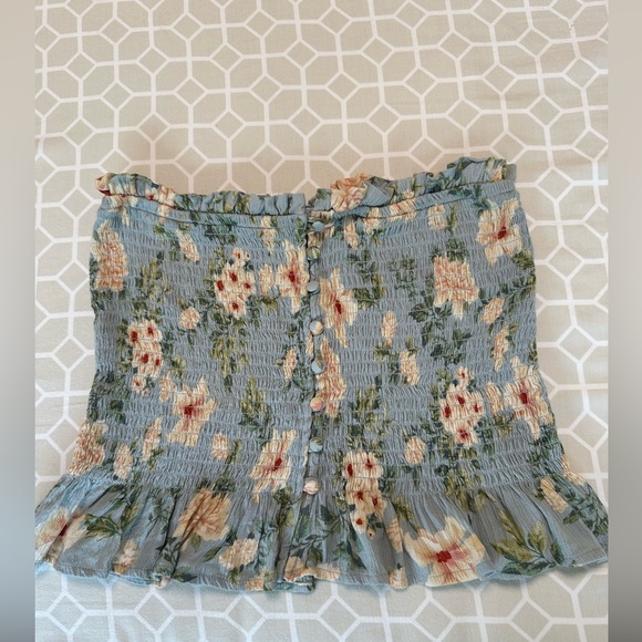 American Eagle Outfitters Tops - American Eagle strapless crop top, medium size, light blue floral